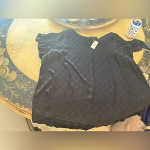 NWT sheer black polkadot blouse Lane Bryant
